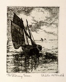 Artist: b'McDonald, Sheila.' | Title: b'Stormy seas' | Date: c.1935 | Technique: b'etching, aquatint printed in green ink with plate-tone'