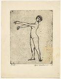 Artist: b'WILLIAMS, Fred' | Title: b'Acrobat' | Date: 1955-56 | Technique: b'etching and open bite, printed in black ink, from one zinc plate' | Copyright: b'\xc2\xa9 Fred Williams Estate'