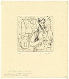 Artist: WALKER, Murray | Title: Self portrait in the Slade antique room | Date: 1962 | Technique: drypoint, printed in black ink, from one plate