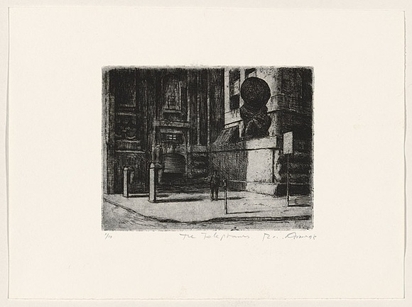 Artist: b'AMOR, Rick' | Title: b'The telephones.' | Date: 1995 | Technique: b'etching, printed in black ink, from one plate'