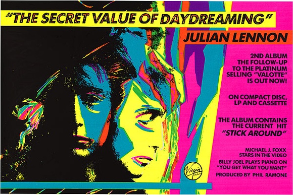 Artist: b'REDBACK GRAPHIX' | Title: b'The secret value of daydreaming - Julian Lennon.' | Date: 1986 | Technique: b'screenprint, printed in colour, from four stencils'