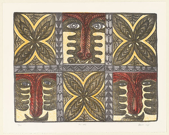 Artist: Feu'u, Fatu | Title: Pili Opo. | Date: 1988 | Technique: lithograph, printed in colour, from multiple stones [or plates] | Copyright: © Fatu Feu'u