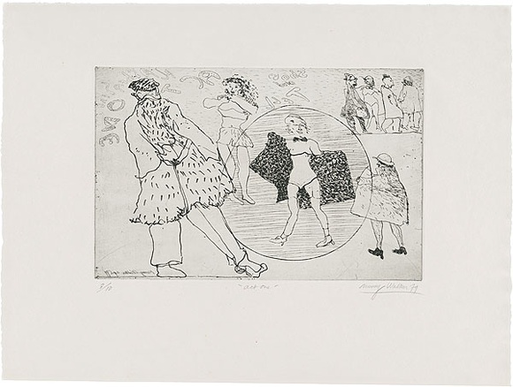 Artist: b'WALKER, Murray' | Title: b'Act one.' | Date: 1979 | Technique: b'etching, printed in black ink, from one plate'