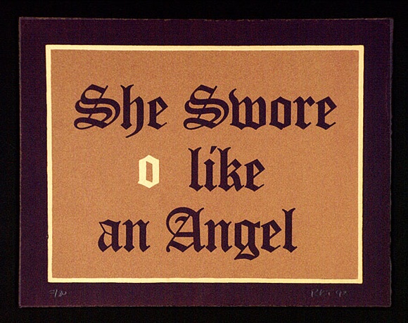 Artist: b'TIPPING, Richard' | Title: b'She swore o like an angel.' | Date: 1992 | Technique: b'screenprint, printed in colour, from three stencils'