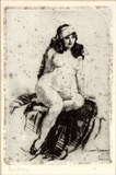 Artist: LINDSAY, Lionel | Title: Nudewith scarf | Date: 1908-09 | Technique: drypoint, printed in black ink with plate-tone, from one plate | Copyright: Courtesy of the National Library of Australia