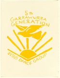 Artist: Artist unknown | Title: 5th Garrawurra Generation Jesus Dance Group | Date: c.1992 | Technique: screenprint, printed in yellow ink, from one stencil