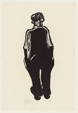 Title: not titled [man standing, rear view] | Date: 1967 | Technique: woodcut, printed in black ink, from one masonite block