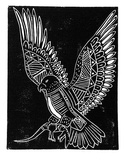 Artist: TUNGUTALUM, Bede | Title: Kite hunting lizard | Date: 1987 | Technique: woodcut, printed in black ink, from one block