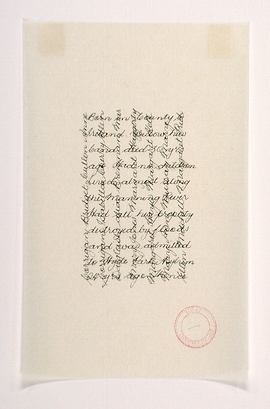 Artist: b'Brennan, Anne.' | Title: b'Lives.' | Date: 1996 | Technique: b'pen and ink with rubber stamp printed in red'