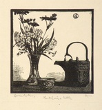 Artist: b'LINDSAY, Lionel' | Title: b'The chinese kettle' | Date: 1925 | Technique: b'wood-engraving, printed in black ink, from one block' | Copyright: b'Courtesy of the National Library of Australia'