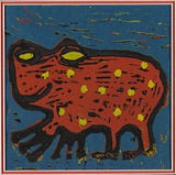 Title: Froggy | Date: c.2008 | Technique: linocut, printed in colour, from multiple blocks