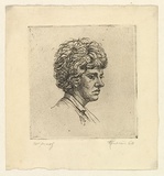 Artist: b'EWINS, Rod' | Title: b'not titled [curly redheaded woman].' | Date: 1963 | Technique: b'etching, printed in black ink, from one copper plate'