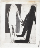 Artist: b'MADDOCK, Bea' | Title: b'Figure and shadow III.' | Date: May 1965 | Technique: b'line-etching, printed in black ink, from one copper plate; additions in brush and ink wash'