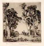 Artist: LINDSAY, Lionel | Title: Travelling shearer | Date: 1919 | Technique: etching, printed in black ink, from one plate | Copyright: Courtesy of the National Library of Australia