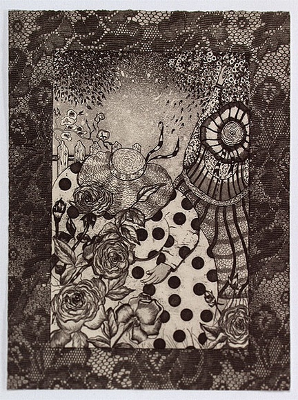 Artist: b'Wood, Karen.' | Title: b'Full bloom' | Date: 1995 | Technique: b'etching and aquatint, printed in black ink, from one plate'