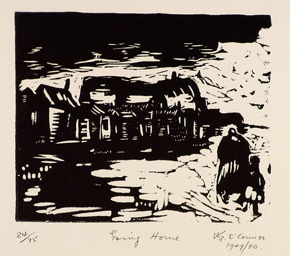 Artist: bO'Connor, Vic. | Title: b'Going home' | Date: 1949 | Technique: b'linocut, printed in black ink, from one block' | Copyright: b'Reproduced with permission of the artist.'