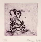 Artist: b'SHEARER, Mitzi' | Title: b'not titled' | Date: 1982-90 | Technique: b'etching, printed in claret with plate-tone, from one  plate'