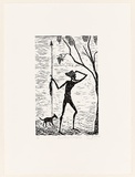 Artist: Gilbert, Kevin. | Title: Boothang and Mirngarng | Date: 1969 | Technique: linocut, printed in black ink, from one block