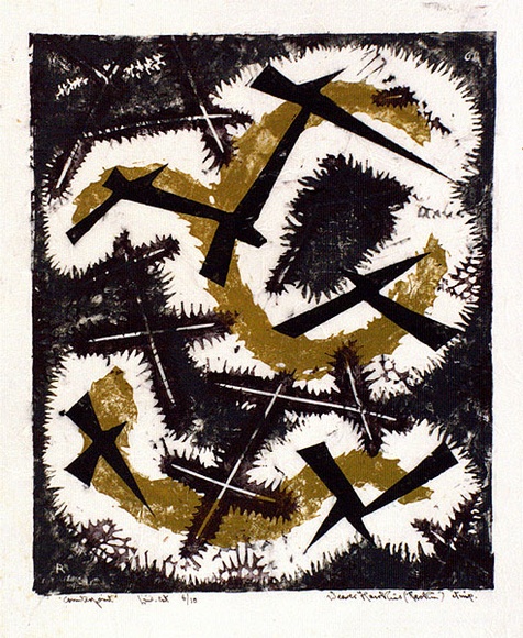 Artist: b'Hawkins, Weaver.' | Title: b'Counterpoint' | Date: 1961 | Technique: b'linocut, printed in colour, from multiple blocks' | Copyright: b'The Estate of H.F Weaver Hawkins'