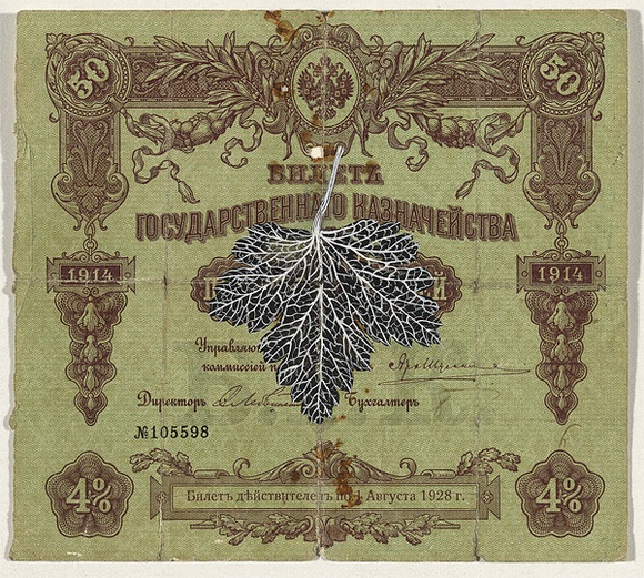 Artist: b'HALL, Fiona' | Title: b'Ribes grossularia - Gooseberry (Russian currency)' | Date: 2000 - 2002 | Technique: b'gouache' | Copyright: b'\xc2\xa9 Fiona Hall'