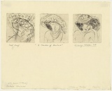 Artist: WALKER, Murray | Title: Three studies of Barbara Grosman | Date: 1963 | Technique: drypoint, printed in black ink, from three plates