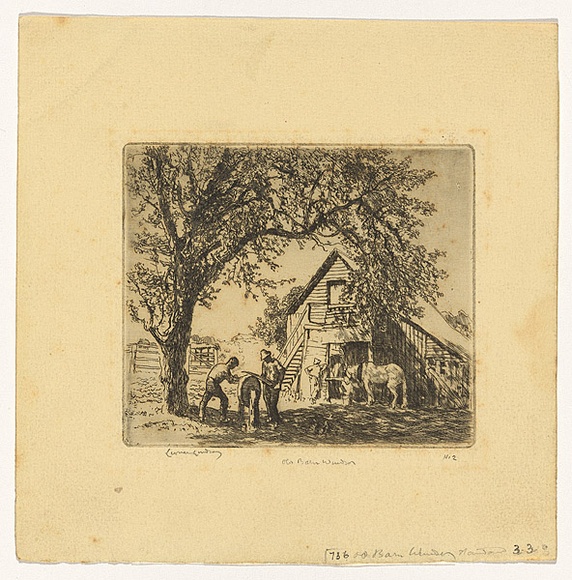 Artist: b'LINDSAY, Lionel' | Title: b'Old barn, Windsor, NSW' | Date: 1919 | Technique: b'etching, printed in black ink, from one plate' | Copyright: b'Courtesy of the National Library of Australia'