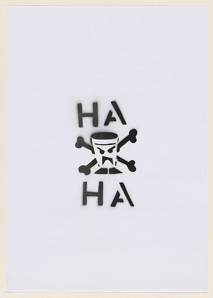 Artist: b'HAHA,' | Title: bHaHa skull n' bones. | Date: 2004 | Technique: b'stencil, printed in black ink, from one stencil'