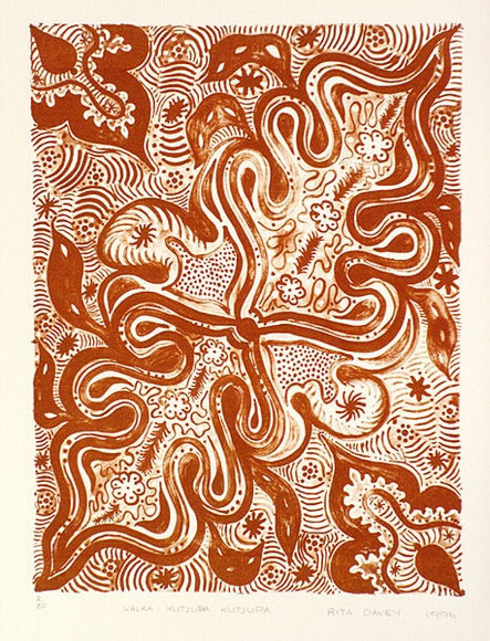 Artist: b'Davey, Rita.' | Title: b'Walka, Kutjupa Kutjupa' | Date: 1996 | Technique: b'lithograph, printed in orange ink, from one stone [or plate]'