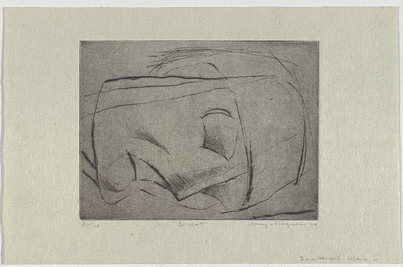 Artist: MACQUEEN, Mary | Title: Le mort | Date: 1964 | Technique: drypoint, printed in black ink with plate-tone, from one copper plate | Copyright: Courtesy Paulette Calhoun, for the estate of Mary Macqueen