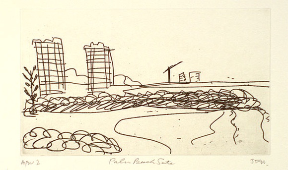 Artist: b'Furlonger, Joe.' | Title: b'Palm Beach suite (no.13)' | Date: 1990 | Technique: b'etching, printed in black ink, from one plate'
