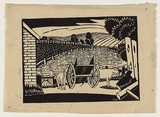 Artist: b'Blackburn, Vera.' | Title: b'Farmyard.' | Date: c.1934 | Technique: b'linocut, printed in black ink, from one block' | Copyright: b'\xc2\xa9 Vera Blackburn'