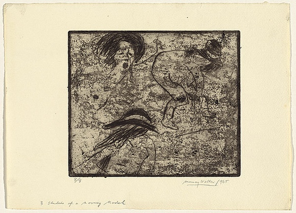 Artist: b'WALKER, Murray' | Title: b'Three studies of a moving model' | Date: 1965 | Technique: b'etching, printed in black ink, from one plate'