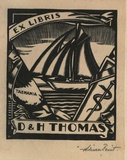Artist: b'FEINT, Adrian' | Title: b'Bookplate: D & H Thomas.' | Date: (1929) | Technique: b'wood-engraving, printed in black ink, from one block' | Copyright: b'Courtesy the Estate of Adrian Feint'