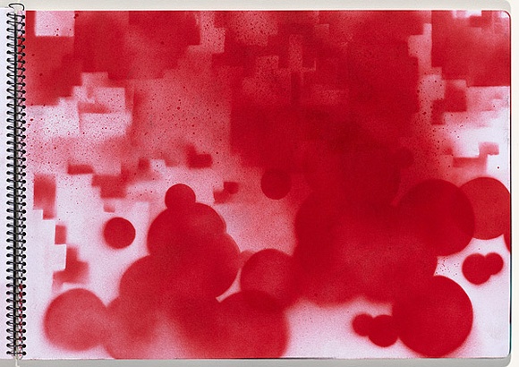 Title: b'Chickenpox' | Date: 2003-2004 | Technique: b'stencil, printed with red aerosol paint, from one stencil'
