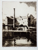 Artist: b'Glover, Allan.' | Title: b'The riverside mill' | Date: 1927 | Technique: b'etching, printed in brown ink, from one plate'