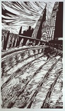 Artist: Mourtzios, Debbie. | Title: Luna swim, Sydney | Date: 1998, June | Technique: linocut, printed in black ink, from one block | Copyright: © Debbie Mourtzios