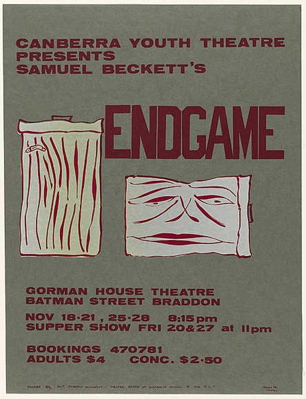 Artist: b'UNKNOWN' | Title: b'Endgame' | Date: 1980 | Technique: b'screenprint, printed in colour, from two stencils'