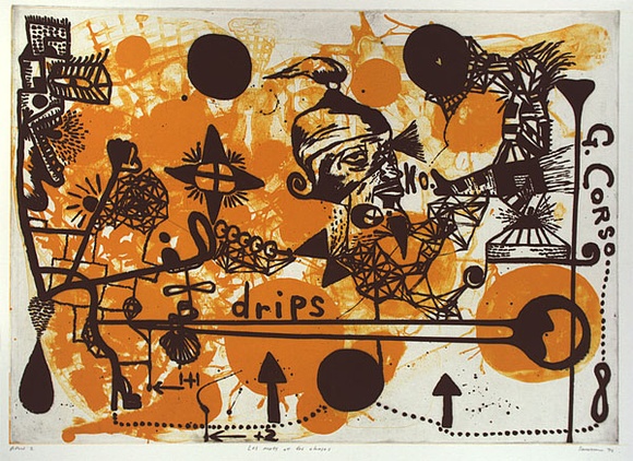 Artist: b'SANSOM, Gareth' | Title: b'Les mots et les choses' | Date: 1994 | Technique: b'aquatint, printed in colour, from two plates'