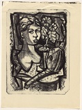 Title: Woman with guitar | Date: 1950s-60s | Technique: lithograph, printed in black ink, from one stone