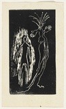 Artist: Lempriere, Helen | Title: Bimi creating woman | Date: 1960s | Technique: linocut, printed in black ink, from one block