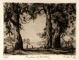 Artist: Pratt, Douglas. | Title: Guardians of the Valley | Date: 1934 | Technique: etching, printed in brown ink, from one plate