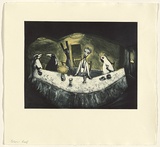 Artist: SHEAD, Garry | Title: Supper | Date: 1994-95 | Technique: etching, aquatint and sugarlift, printed in blue-black and yellow inks, from two plates | Copyright: © Garry Shead