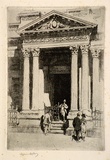 Artist: b'LINDSAY, Lionel' | Title: b'Portico of the Union Club, King William Street, Adelaide' | Date: 1920 | Technique: b'etching, printed in black ink with plate-tone, from one plate' | Copyright: b'Courtesy of the National Library of Australia'