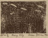 Artist: b'Bowen, Dean.' | Title: b'Rainy city' | Date: 1992 | Technique: b'etching, printed in black ink, from one plate'