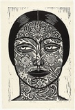 Artist: Klein, Deborah. | Title: Lace face | Date: 1996, 28 September | Technique: linocut, printed in black ink, from one block
