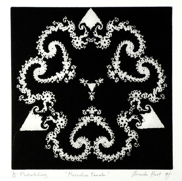 Artist: b'Hart, Amanda.' | Title: b'Masculine female' | Date: 1994 | Technique: b'photo-etching and aquatint, printed in black ink with plate-tone, from one plate'