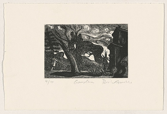 Artist: b'AMOR, Rick' | Title: b'Garden.' | Date: 1990 | Technique: b'etching, printed in black ink, from one plate'