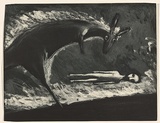 Artist: SHEAD, Garry | Title: Flaming kangaroo | Date: 1994-95 | Technique: etching and aquatint, printed in black ink, from one plate | Copyright: © Garry Shead