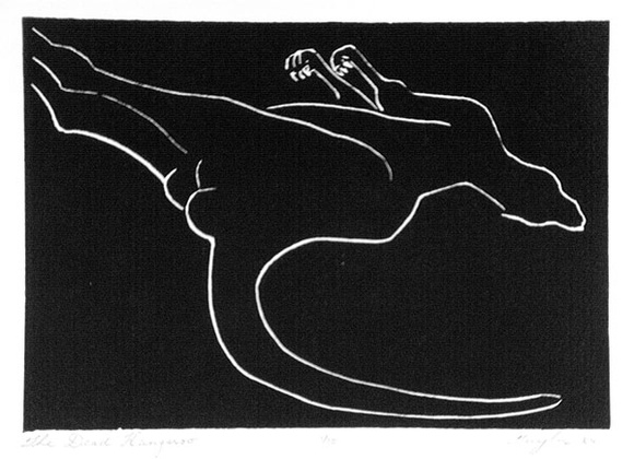 Artist: b'Taylor, John H.' | Title: b'The dead kangaroo' | Date: 1984 | Technique: b'linocut, printed in black ink, from one block'