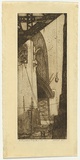 Artist: TRAILL, Jessie | Title: Building the Harbour Bridge VI: Nearly complete, June 1931. | Date: June 1931 | Technique: etching, printed in black ink with plate-tone, from one plate
